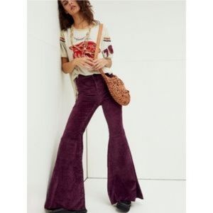 Free People We The Free Women's Purple Flare Velvet Pants